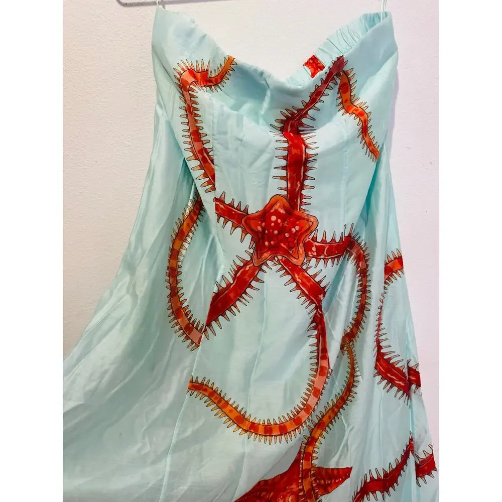 MUMA WORLD Blue Red Starfish Print Sleeveless
Ursa Maxi Dress size Large - Picture 15 of 16